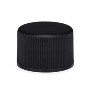 20-410 Black PP Plastic Ribbed Screw Top Caps (Foam Liner) - X20-410BLK