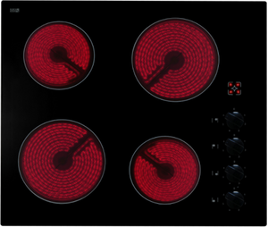 Black 4 Zone Ceramic Hob with Dial Controls