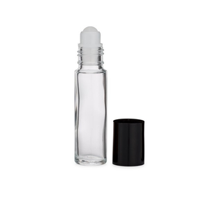 2.7 Dram (10 ml) Clear Glass Round Vials (Black PP Roller Cap) - 3123B43