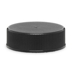33-400 Black PP Plastic Ribbed Screw Top Caps (Foam Liner) - X33-400BLK