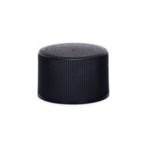 28-410 Black PP Plastic Ribbed Screw Top Caps (Foam Liner) - X28-410BLK