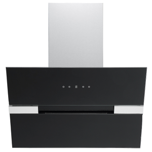 60cm Angled Cooker Hood - Slide Design with Touch Control - Black Glass