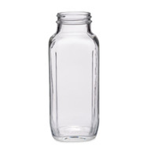 16 oz Clear Glass French Square Bottles (Cap Not Included) - 4225B11-B