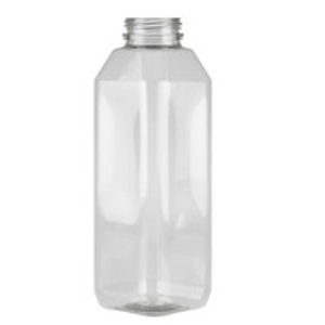 16 oz Clear PET Square Beverage Bottles (Cap Not Included) - 3497B01-B