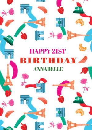Emily In Paris Illustrations 21st Birthday Card