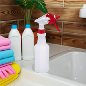 32 oz Natural HDPE Plastic Spray Bottles (Red/White Trigger Sprayer) - 3210B32