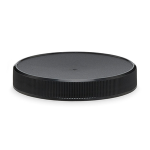 89-400 Black PP Plastic Ribbed Screw Top Caps (Foam Liner) - X89-400BLK