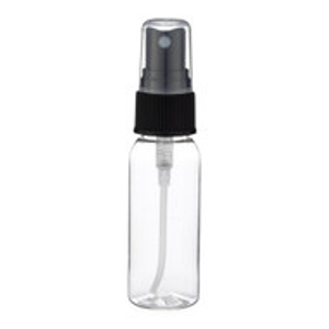 1 oz Clear PET Bullet Bottle & Black Fine Mist Sprayer - PR1AB