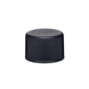 24-410 Black PP Plastic Ribbed Screw Top Caps (Foam Liner) - X24-410BLK