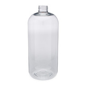 32 oz Clear PET Plastic Boston Round Bottles (Cap Not Included) - 3371B13-BCLR