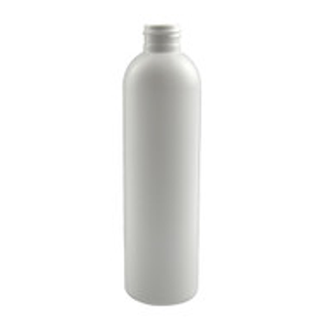 8 oz White HDPE Plastic Narrow Mouth Bullet Bottles (Cap Not Included) - 3572B07-BWHT
