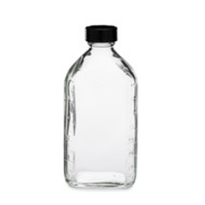 6 oz Clear Glass Oval Graduated Bottles (Black Phenolic Cap) - 1000B01