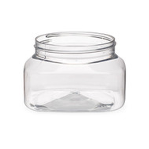 8 oz Clear PET Plastic Square Designer Jars (Cap Not Included) - 2846B05-BCLR