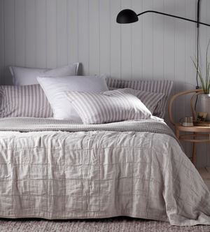 Pebble Grey Finn 100% Cotton Quilted Throw