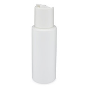 2 oz White HDPE Plastic Cylinder Bottles (White Disc Top Cap) - 3560B45WHT