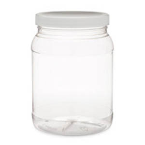 64 oz Clear PET Plastic Wide Mouth Jars (White PP Cap) - 34365