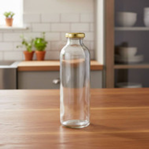 16 oz Clear Glass Juice Bottles (Gold Lug Cap) - 3802B03