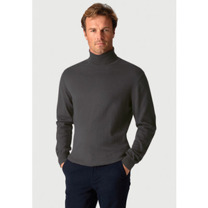 Cornwall Charcoal Cotton Merino Roll Neck Jumper