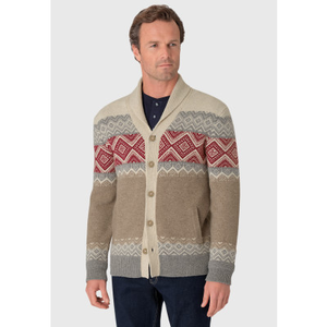 Shelley Winter White Shawl Collar Fairisle Cardigan