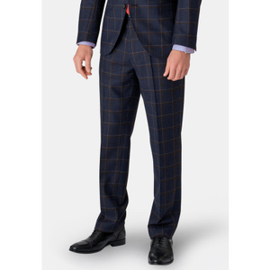 Tailored Fit Frost Dark Blue Check Wool Suit Trouser