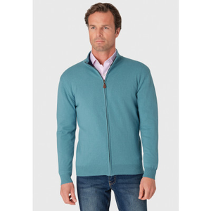 Somerset Aqua Cotton Merino Zip Cardigan