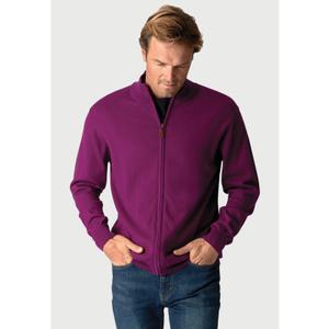 Somerset Plum Cotton Merino Zip Cardigan