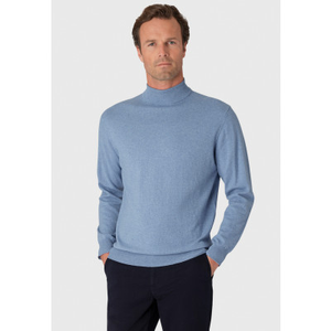 Cornwall Sky Blue Cotton Merino Roll Neck Jumper