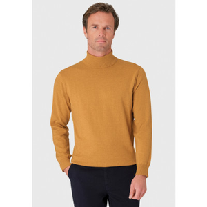 Cornwall Mustard Cotton Merino Roll Neck Jumper