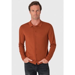 Haworth Burnt Orange Merino Wool Button Through Cardigan