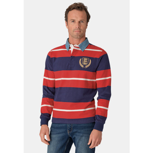 Ayckbourn Red, Navy and White Hooped Rugby Shirt