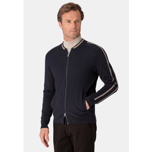 Avigdor Navy Cotton Blend Zip Through Cardigan