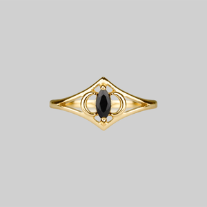 CELESTIAL. Two Moons Black Spinel Gold Ring