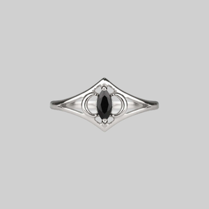 CELESTIAL. Two Moons Black Spinel Silver Ring - Silver / Medium