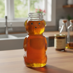 8 oz Clear PET Plastic Honey Bear Bottles (Cap Not Included) - 3351B09-B