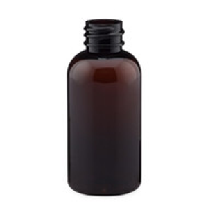 2 oz Amber PET Plastic Boston Round Bottles (Cap Not Included) - 3371B03-BABR