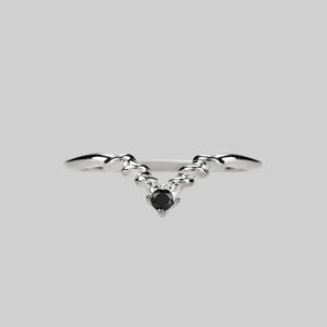 CUPID. Black Spinel Chevron Silver Ring - Silver / Small