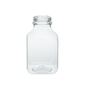 8 oz Clear PET Plastic Square Contoured Bottles (Cap Not Included) - 3494B01-B