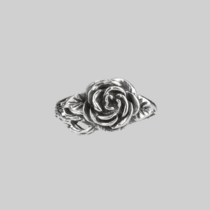 DEATHLY ROSE. Flourishing Rose Silver Ring