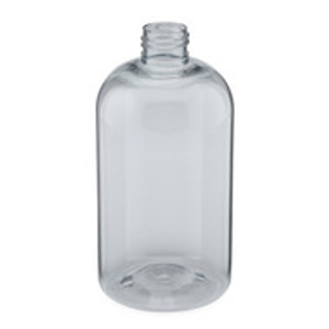 12 oz Clear PET Plastic Squat Boston Round Bottles (Cap Not Included) - 3371B29-BCLR