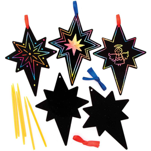 Nativity Star Scratch Art Decorations