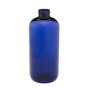 16 oz Blue PET Plastic Boston Round Bottles (Cap Not Included) - 3371B11-BBLU