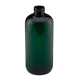 16 oz Green PET Plastic Boston Round Bottles (Cap Not Included) - 3371B11-BGRN