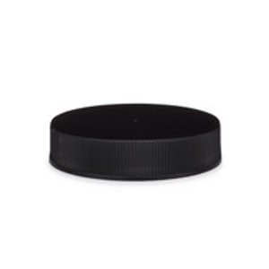 48-400 Black PP Plastic Ribbed Screw Top Caps (Foam Liner) - X48-400BLK