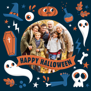 Moonpig Bright Fun Halloween Illustrations Happy Halloween Photo Upload Card