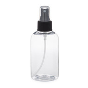 6 oz Clear PET Boston Round & Black Fine Mist Sprayer - P-BC6AB