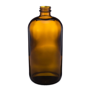 32 Amber Glass Boston Round Bottles (Cap Not Included) - 4699B13-BABR