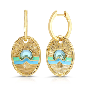 Tequila Sunrise Charm Hoop Earrings- Sky (one size)