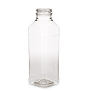 14.5 oz Clear PET Plastic Square Bottles with Label Panel(Cap Not Included) - 3592B04-B