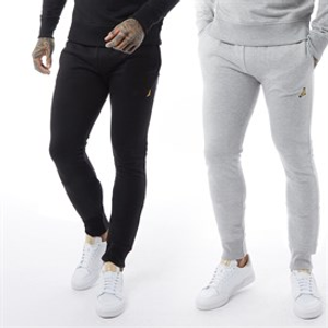 Brave Soul Mens Two Pack Harrison Joggers Black/Grey