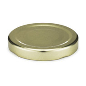58 mm Gold Metal Lug Caps w/ Safety Button (Plastisol Liner) - X58-SBL